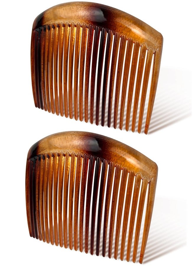 Zoolinn 2-Piece Tortoiseshell Curved Side Comb Set, 3.23 Inch Strong Hold Comb for All Hair Type, Ideal for Bun and Chignon Styling, Elegant Hair Accessories for Women - Image 1
